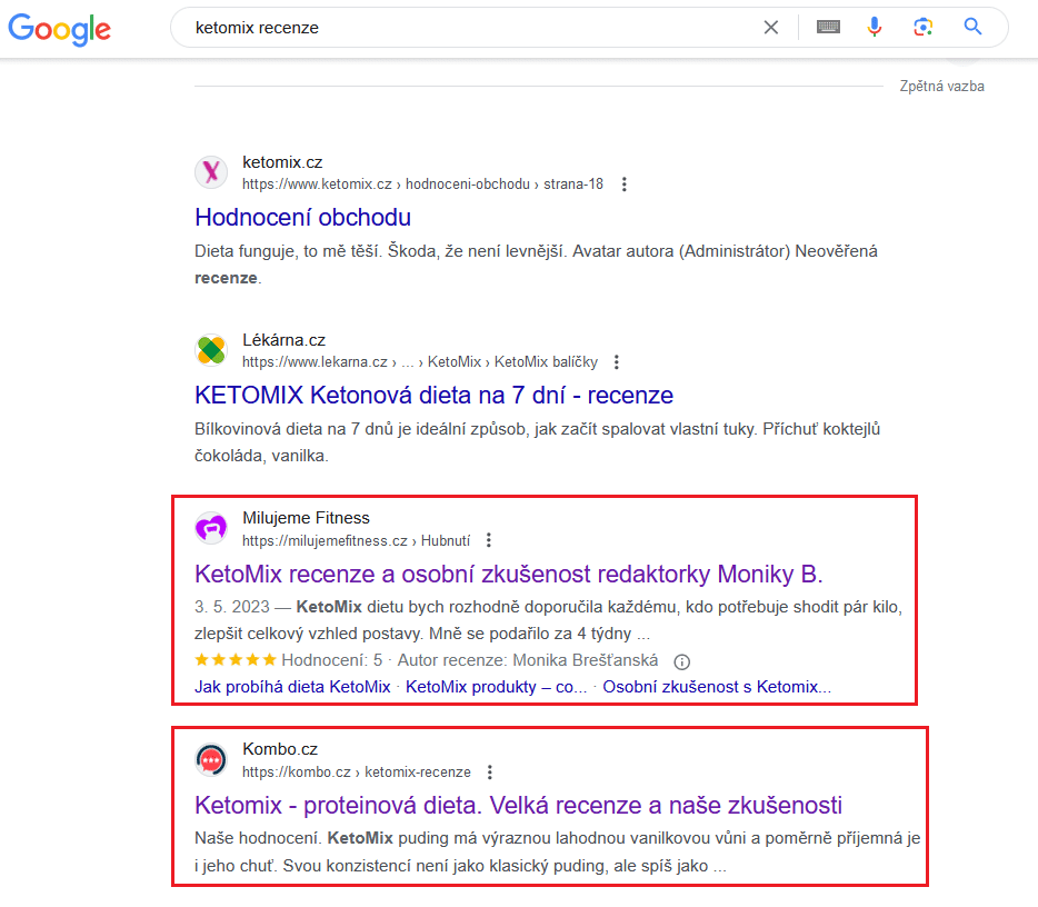 ketomix recenze google vyhledávání